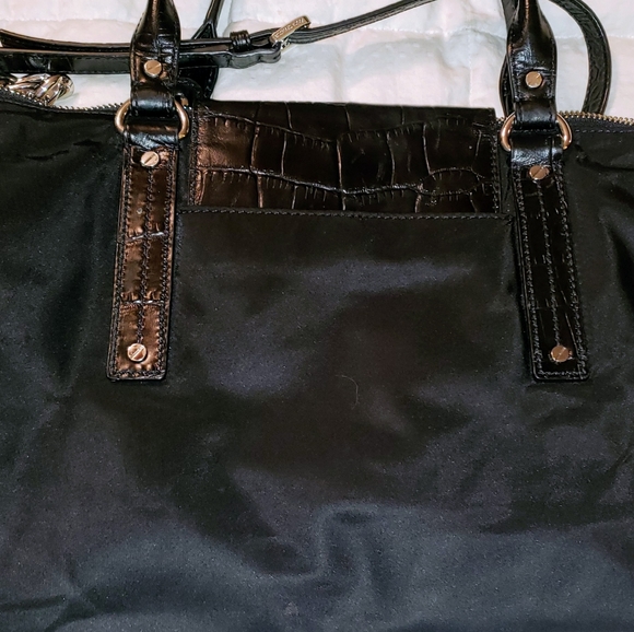 👜 Michael Kors Purse Black Hamilton Croc Embossed Silver Logo Lock Chain 👜 - Picture 5 of 12